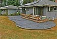 Concrete patio deck, steps and wall
